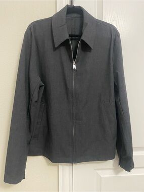 H&M Men's Black Lightweight Zip-Front Shirt Jacket